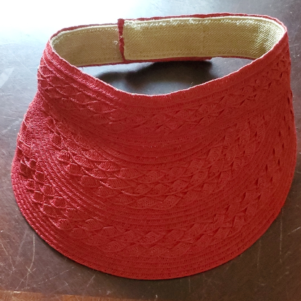 Sun n Sand Red Woven Sun Visor NWOT